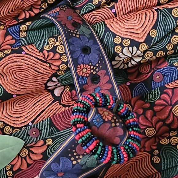 Farm Rio Black Stitched Flowers Long Sleeve Mini Dress - Picture 8 of 13